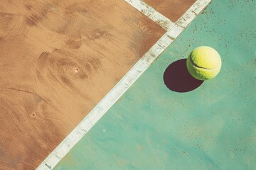Poster - A tennis ball sits atop a tennis court, ready for play