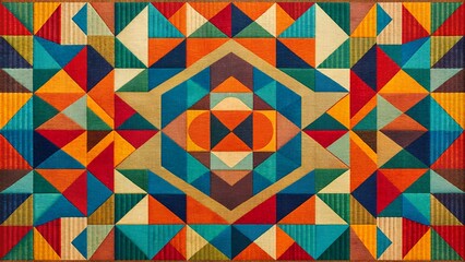 Sticker - Retro Geometric Tapestry: A Symphony of Vibrant Hues  generative AI