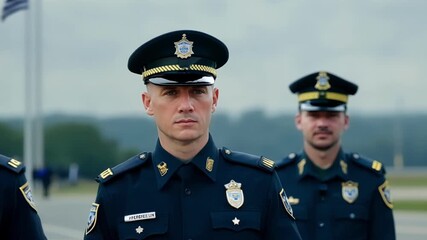 Sticker - Footage of police officers taking a moment of silence at a fallen officers memorial emphasizing the deep bonds and camaraderie shared within the thin blue line.