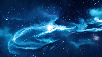 Wall Mural - Swirling cosmic clouds are lit with electric blue light as the mysterious force of dark energy ripples through the vastness of space.