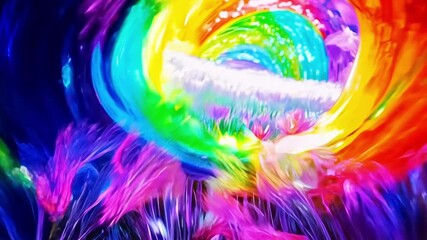 Wall Mural - a swirling vortex of rainbow colors engulfs you sending you hurtling through a kaleidoscope of encha