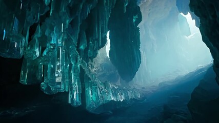 Wall Mural - As you traverse the twisting paths of the crystal cavern youll encounter ancient formations that seem to hold secrets of their own.