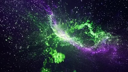 Wall Mural - Flecks of green and purple dance amidst a sea of ling stars creating a magical atmosphere.