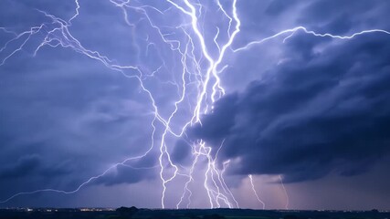 Wall Mural - the sky illuminated with streaks of lightning as air and fire intertwine in a dazzling dance.