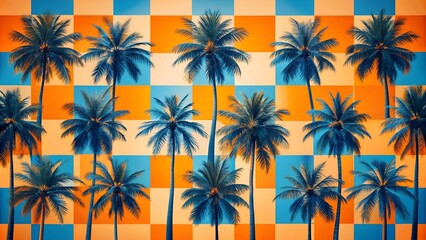 Poster - Sun-Kissed Squares: A Vibrant Checkerboard Oasis  Generative AI