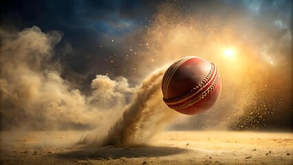 Poster - Sandstorm's Dance: The Cricket Ball's Motion  Generative AI