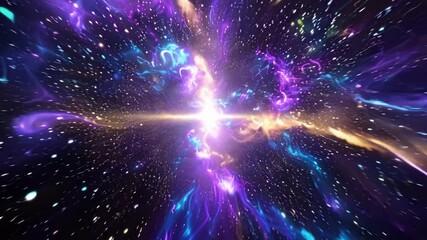 Wall Mural - transcend into a vibrant otherworldly realm as you glide through a tunnel of radiant energy and gala