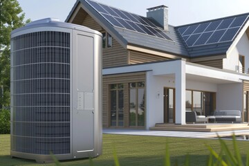 Poster - An air conditioner installed outside a residential house