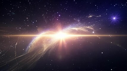 Wall Mural - A journey through the stars guided by celestial beams that shimmer and shine with celestial energy.
