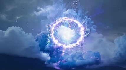 Wall Mural - A mesmerizing display of arcane power as swirling clouds of energy clash in an intense storm.