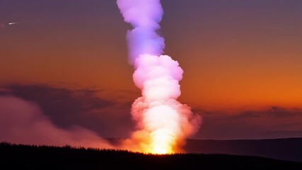 Wall Mural - as the sun sets a single mystical flare shoots upward creating a dramatic contrast against the darke