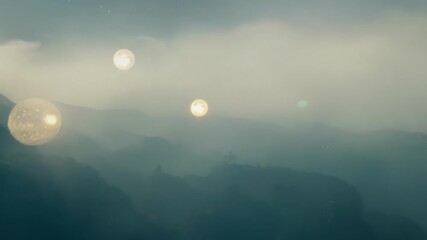 Wall Mural - amidst a fogfilled valley mystical flares illuminate the mist with their alluring glow creating an o