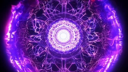 Wall Mural - the camera zooms in on a mystical flare revealing intricate patterns and symbols glowing in its vibr
