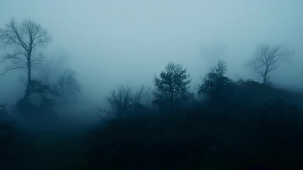 Wall Mural - the mist seems to swallow all sound creating an eerie silence broken only by the occasional hoot of 