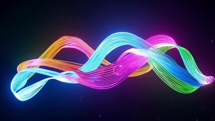 Wall Mural - patterns of neon ribbons bursting in and out of view leaving a trail of glowing magic.