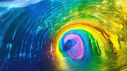Wall Mural - a fantastical journey through a tunnel of shimmering rainbows each hue more vibrant than the last.