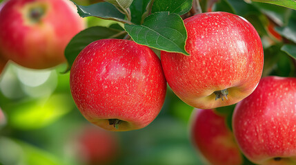 Canvas Print - red apples on a branch ready for harvest  ,Harvest of red apples on a tree in the garden