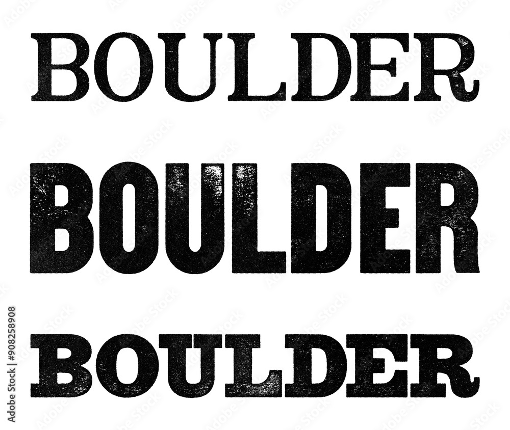 Boulder city name written in distressed vintage serif, sans serif and ...