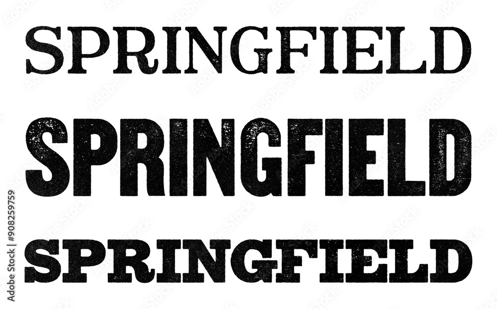 Springfield city name written in distressed vintage serif, sans serif ...