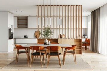 Poster - A classic home dining setting with a table and chairs, ideal for everyday meals or special occasions
