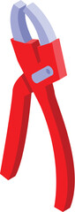 Poster - red pliers holding something with its metal teeth isometric illustration isolated on white backgroun