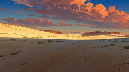 Wall Mural - wasteland desert a harsh barren desert with shifting s anime