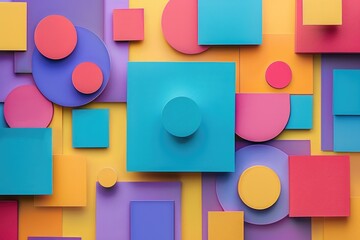 Poster - A colorful abstract design featuring squares and circles