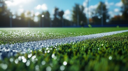 Wall Mural - Field Hockey Dribbling, passing, and shooting goals on turf