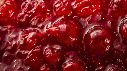 red fruit jam texture closeup. macro sweet organic delicious homemade jelly marmalade liquid, health