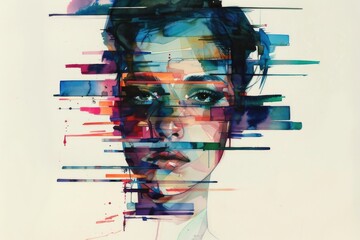 Poster - A person wearing vibrant face paint, possibly for cultural or artistic purposes