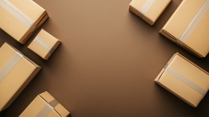 Wall Mural - Boxes on Brown Background