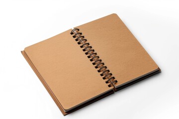 Poster - A brown notebook with a spiral binding on a white surface, perfect for writing and organization