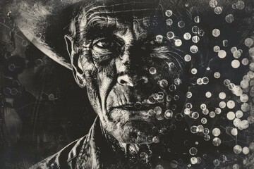 Poster - A black and white photo of a man wearing a hat, great for use in historical or vintage-themed contexts