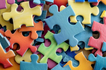 Poster - A collection of puzzle pieces arranged on a table