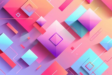 Poster - A vibrant, geometric design featuring squares and rectangles on a bright colored background