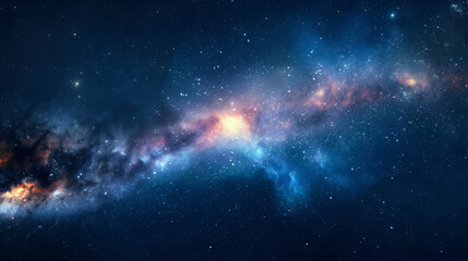 Wall Mural - blue galaxy wallpaper with stars on dark night sky. fantasy astronomy science cosmos, universe or sp