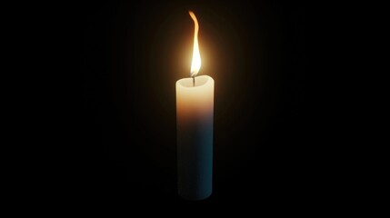 Poster - A single lit candle on a dark and mysterious black background