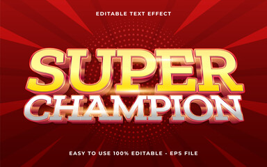 Poster - 3d super champion gradient sparkle text style effect template editable text effect