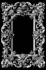 Poster - A classic black and white picture frame with intricate details