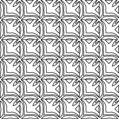 Wall Mural -  Monochrome ornamental texture with smooth linear shapes, zigzag lines, lace pattern.Abstract black  pattern for web page, textures, card, poster, fabric, textile. White background.