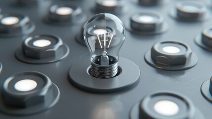 Poster - Light bulb sitting on a metal surface
