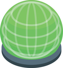 Poster - Green globe is rotating on a platform, potentially representing global business or an environmental concept