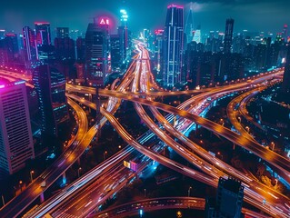 Highway Interchange at Night 2