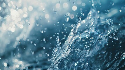 Poster - Close-up of a wave with water splashing, suitable for use in nature or ocean-themed designs