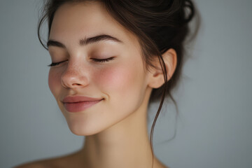 Wall Mural - A close up of a girl's face with her eyes closed