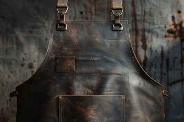 Poster - A close-up shot of a leather apron on a table, ideal for use in scenes where craftsmanship and industry are important