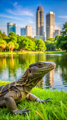 lizard in the lumpini park in bangkok