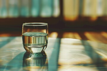 Poster - A glass of water sitting on a flat surface