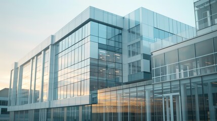 Poster - A large modern building with numerous windows, suitable for use in urban landscape or architecture scenes