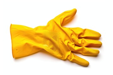 Aufkleber - A pair of yellow rubber gloves lying on a clean white surface, ready for use